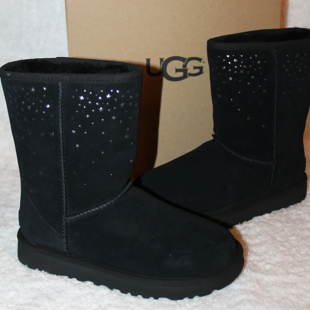 NEW UGG STARGIRL CLASSIC SHORT BLACK BOOTS‎ 6